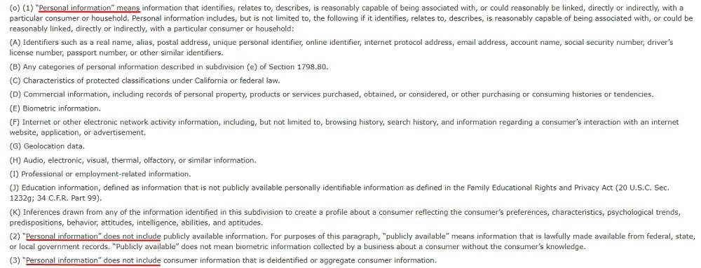 CCPA Section 1798 140 - Definition of Personal Information V2