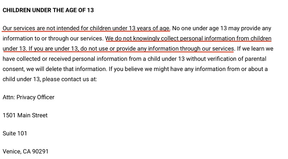 HowStuffWorks Privacy Statement: Children Under the Age of 13 clause