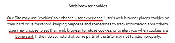 Meowingtons Privacy Policy: Web browser cookies clause