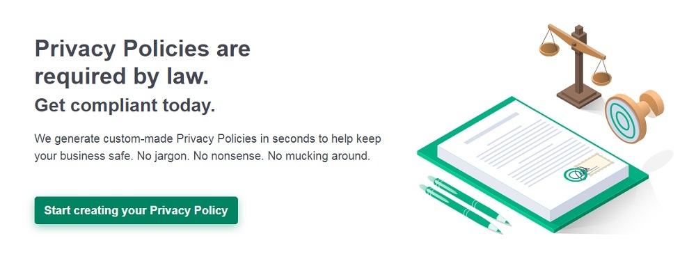 Screenshot of PrivacyPolicies Homepage