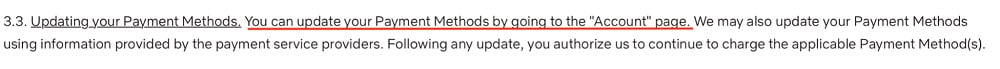 Netflix Terms of Use: Updating Payment Methods clause