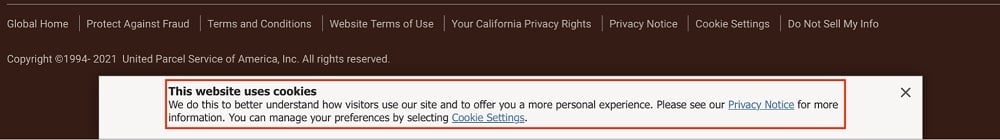 UPS Cookie Notice