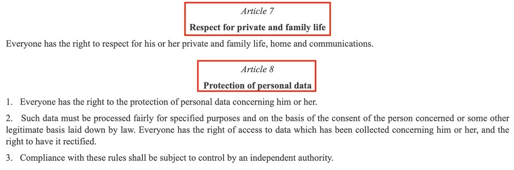 EUR-Lex Charter on Fundamental Rights Articles 7 and 8