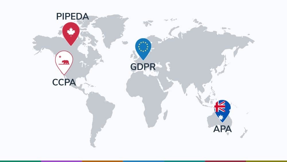 PrivacyPolicies: Main Privacy Laws Pinned on the map