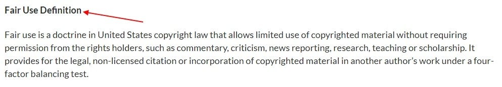 Accessible Games Fair Use Act Disclaimer: Fair Use Definition excerpt