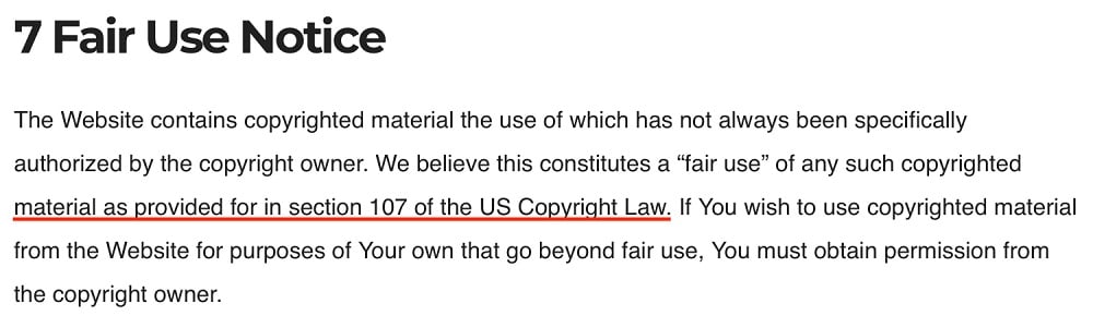 Salesforce Hunt Disclaimer: Fair Use Notice section