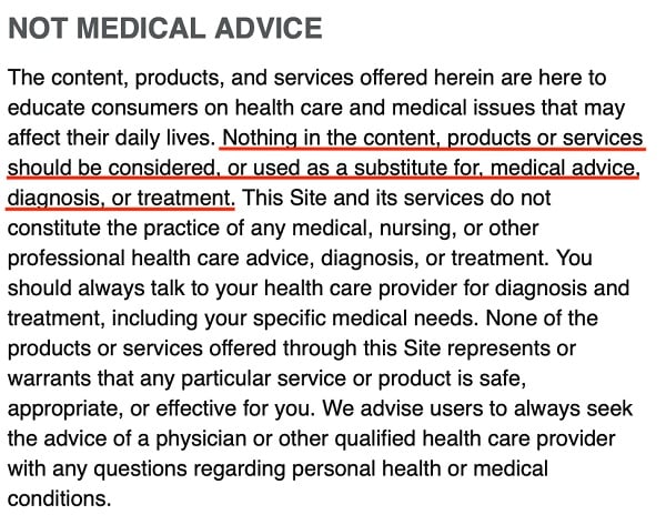 Mayo Clinic Terms and Conditions: Medical Advice disclaimer