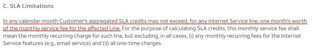 AT and T Broadband SLA: SLA Limitations clause