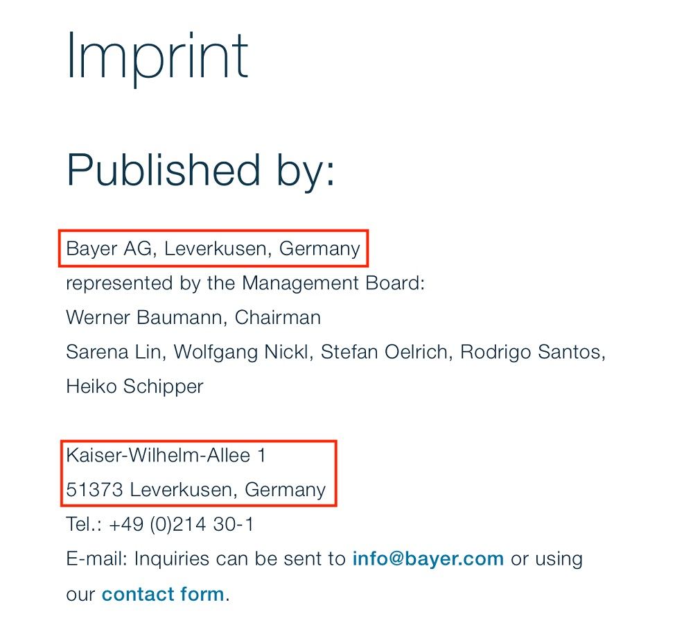 Bayer Impressum