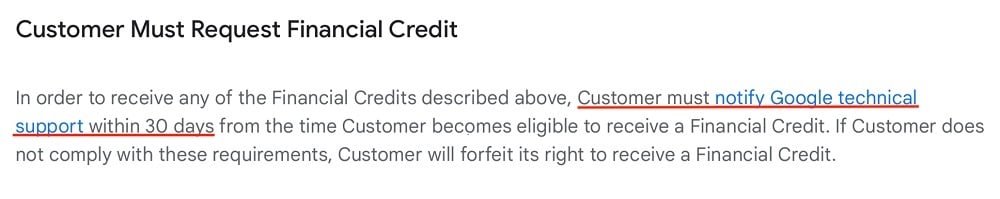 Google Cloud Build SLA: Customer Must Request Financial Credit clause