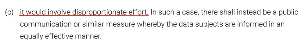 GDPR Article 34: Notification of Data Breaches - Disproportionate effort section