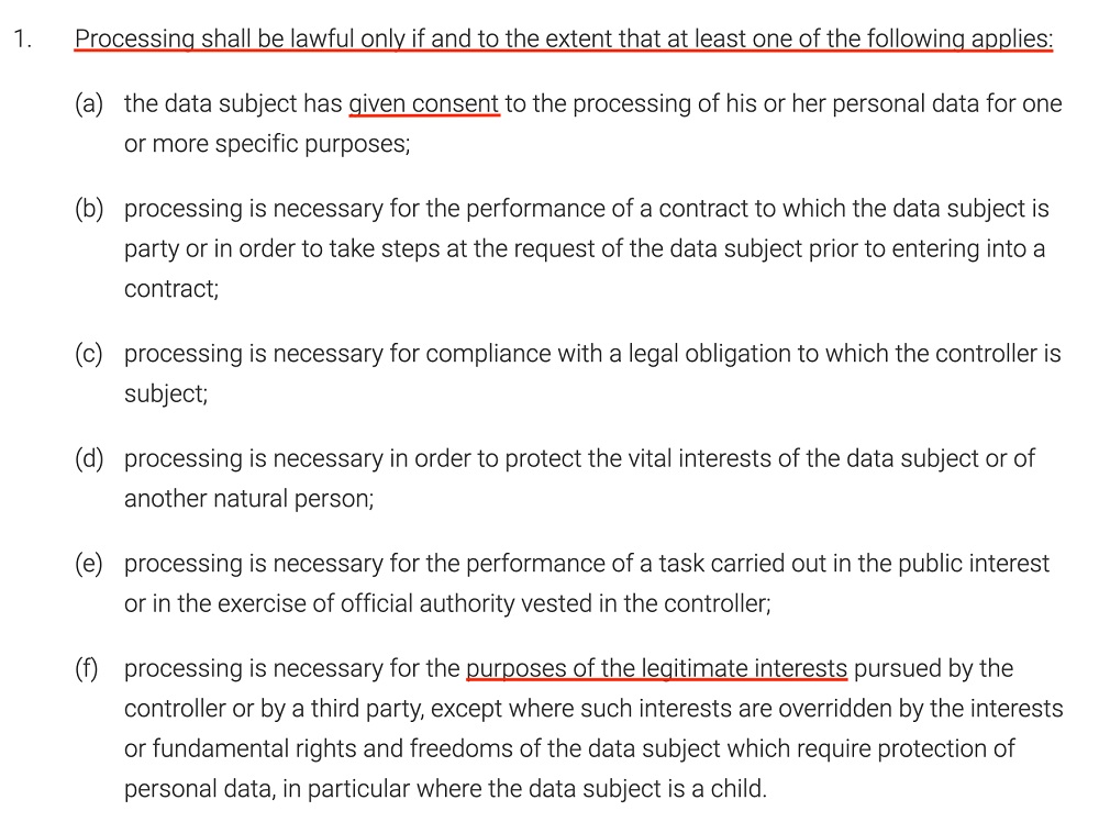 GDPR Article 6 text
