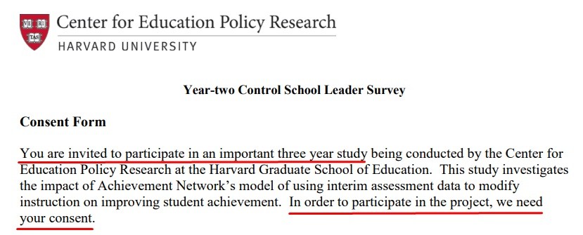 Harvard School Leader Survey: Consent Form intro