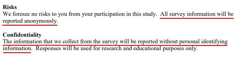 Harvard School Leader Survey: Risks and Confidentiality disclaimers