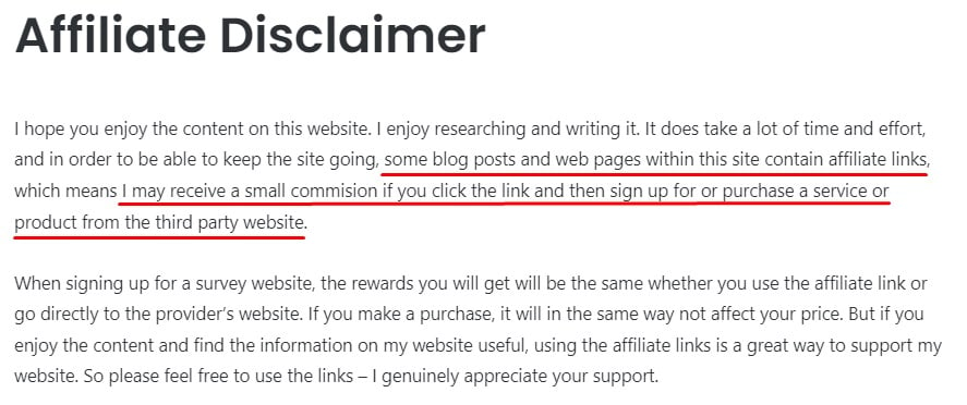 Surveys Best Paid Affiliate Disclaimer