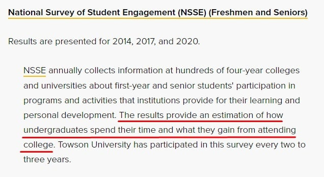 Towson University National Survey of Student Engagement: Results disclosure