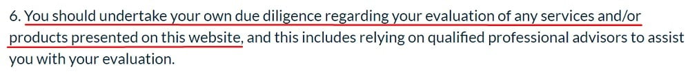 New Law Business Model Earnings Disclaimer - Due diligence excerpt