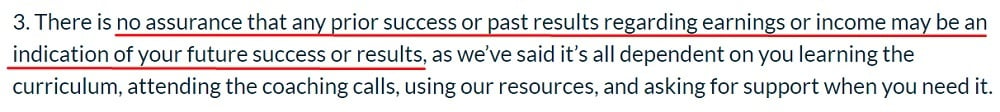 New Law Business Model Earnings Disclaimer - Past Results excerpt