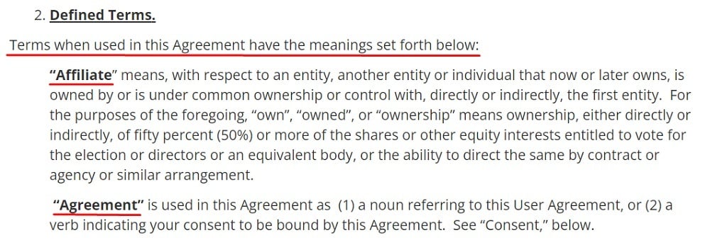 Gun Broker User Agreement: Defined Terms clause excerpt