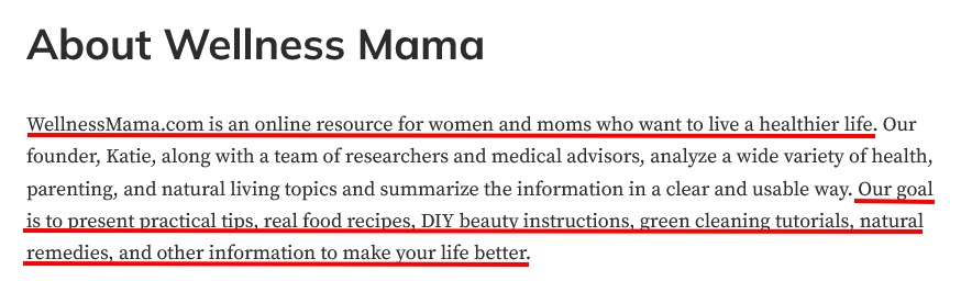 Wellness Mama About Us page: Introduction section