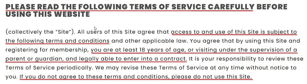 Parasol Terms of Service: Intro clause