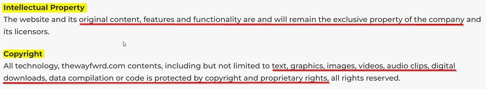 The Way Forward Terms of Service: Intellectual Property and Copyright clauses