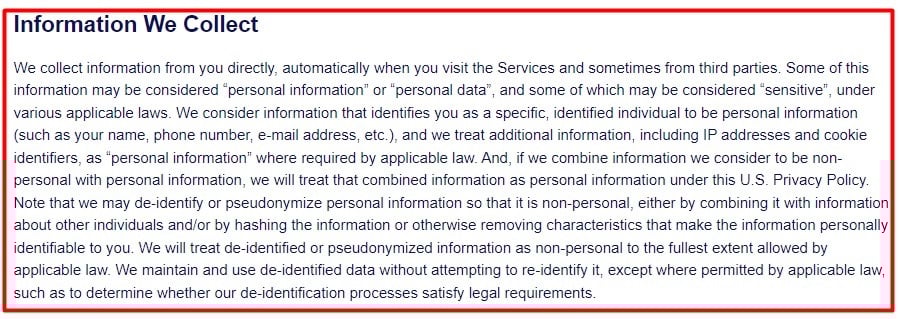 Aldi Privacy Notice: Information we collect clause